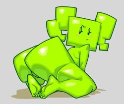 2025 5_toes ass barefoot big_butt black_eyes blush blush_stickers eyelashes feet female female_humanoid genitals glistening glistening_butt glistening_feet glistening_legs glistening_thighs green_body green_butt green_eyelids green_hair green_inner_pussy green_pussy green_skin grey_background hair half-closed_eyes humanoid humanoid_genitalia humanoid_pussy kardboardian looking_back mario_bros mimi_(paper_mario) narrowed_eyes nintendo not_furry nude nude_female nude_humanoid paper_mario pouting pussy shaded simple_background solo square_(anatomy) toes twintails