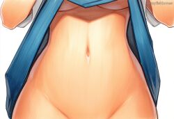 2025 ai_generated artist_name ayanami_rei bottomless breasts close-up crazyfishbones female head_out_of_frame navel out-of-frame_censoring simple_background solo white_background