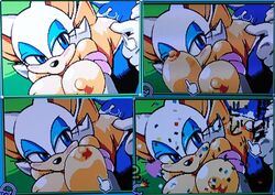 1boy 1girls areolae bat big_breasts blue_eyes blue_fur blush bouncing_breasts breasts eyelashes female from_behind furry half-closed_eyes hedgehog interspecies large_nipples male mario_(series) nipples paizuri pixel_art pussy_juice rouge_the_bat sega sex shiney sonic_(series) sonic_the_hedgehog sonic_the_hedgehog_(series) straight straight_hair text tojyo warioware warioware_d.i.y. wet white_fur