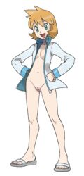 accurate_art_style casual edit female female_only flip_flops footwear gym_leader human human_only kasumi_(pokemon) ken_sugimori misty_(pokemon) misty_(pokemon_hgss) official_art official_artwork_edit orange_hair outerwear pale_skin pokemon pokemon_hgss sandals solo