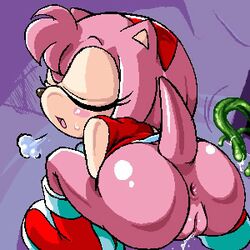 amy_rose anthro anus ass boots female female_ejaculation fur furry furry_only hedgehog lowres oekaki pink_fur pussy pussy_juice sega sigh simple_background sonic_(series) sonic_the_hedgehog_(series) squirt tail tentacle tojyo