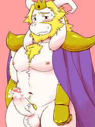 asgore_dreemurr balls bara boss_monster censored cotton_(artist) erection male male_only penis solo undertale video_games