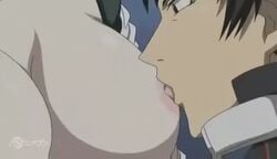 1boy animated breast_sucking breasts fujiomi_taisuku hoods_entertainment male nipples seikon_no_qwaser sendou_mutsumi