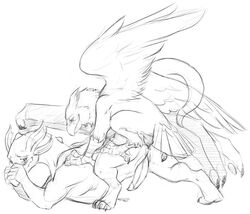 anal anal_sex anal_sex avian beak blush claws cum dragon ear feathers feral frills from_behind gay gryphon hindpaw interspecies lizard male mr._gryphon paws penetration penis precum reptile scalie sefeiren sex size_difference sketch slither tail tail_feathers wings