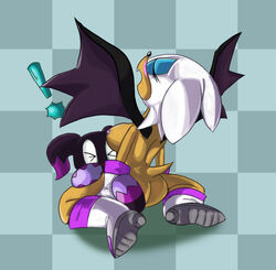 ! animal_ear ass bat big_breasts blush breasts chao_(sonic) closed_eyes dark_chao female hair male nipples nude rouge_the_bat sega sex smile sonic_(series) tail white_hair wings