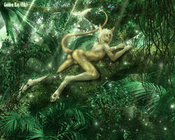 1boy ass balls forest male male_only nude raised_tail selker solo tail teasing tree wood