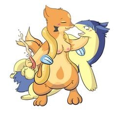 :3 blush breasts closed_eyes cum cumshot duo female floatzel fur furry furry_only kify male male/female nintendo orgasm penile penis plain_background pokemon pokemon_(species) pussy semi-anthro straight straight_hair tail typhlosion