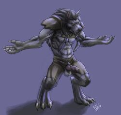 abs anthro balls canine claws fur furry knot male male_only muscles paws penis silver_fenrir warcraft werewolf wolf worgen