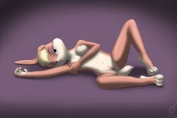 2011 anthro breasts emptyset female fur furry lagomorph lola_bunny nude on_back pussy rabbit solo space_jam warner_brothers