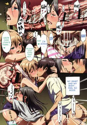 ass black_hair blonde_hair bloomers bloomers_aside blush breasts buruma closed_eyes clothed_sex clothing cum cum_in_pussy cum_in_uterus cum_inside drool english_text female from_behind kamimura_chika kamimura_haruka kissing kohei_kozaka long_hair male mizugi open_mouth oppai orgasm page_10 penetration penis pussy sex shimapan shirt shirt_lift siblings sisters_~natsu_no_saigo_no_hi~ spread_legs striped striped_legwear striped_thighhighs tear thighhighs uterus vaginal_penetration x-ray