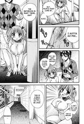 all_fours ass blush comic dog_collar dog_leash extreme_content humiliation like_a_dog monochrome nude oppai public_nudity text tied_hair translated tsubakiya_meguru twintails vagina