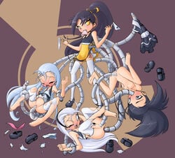 4girls areolae barasia bare_shoulders barefoot bell_(powerpuff_girls_doujinshi) black_hair bleedman blush bondage breasts clothed_rape clothing_damage dress erect_nipples female female_only female_penetrated female_penetrating female_with_female femdom femsub long_hair lost_clothes multiple_girls nipples nude oppai oral panties ponytail powerpuff_girls powerpuff_girls_doujinshi pussy rape restrained ribbon shoes small_breasts stockings tear tentacle tentacle_rape tied_hair vagina vaginal_penetration yuri