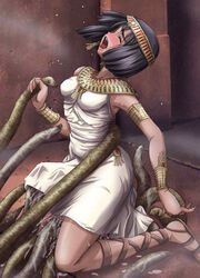 ambiguous_penetration ancient black_hair blush bracelet clothing covered_penetration dark_skin dress egypt faith faith_(sbi) female implied_penetration implied_sex jewelry kneeling necklace open_mouth penetration rape restrained sandals sex sex_under_clothes sex_under_dress short_hair spread_legs tears tentacle tentacle_grab tentacle_under_dress tentacles_under_clothes tiara upskirt vaginal_penetration wince