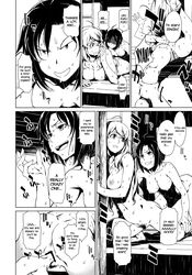 2girls backlighting black_hair blonde_hair blue_sky censored comic english_text female female_only fingering food hoshii_miki idolmaster kikuchi_makoto leg_grab long_hair mouth_hold multiple_girls navel nipples nude open_mouth oppai page_16 paper_fan popsicle producer_(idolmaster) right_to_left shadow short_hair shouji spread_legs summer sweat sweatdrop takemura_sesshuu translated tree tupet yuri