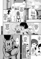 blush breast censored comic drooling gym_uniform lunch_(artist) penis shochuu_kaika sweat translated