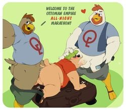 3boys anal anal_sex anthro avian balls beagle_boys bird canine chicken digitslayer disney ducktales fellatio gay group group_sex hi_res johnny_(ducktales) male male_only mammal oral partially_clothed penetration penis randy_(ducktales) sex shirt spitroast threesome yaoi