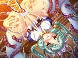 anal ass_grab blush brown_eyes censored clothing cum egg_implantation empty_eyes erect_nipples erect_nipples_under_clothes female green_hair implantation impregnation legs_over_head lusterise maid oviposition panties pussy rolling_eyes saikyou_mahou_shoujo_arina spread_legs stockings tentacle tied_hair twintails