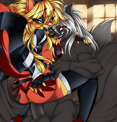 angel_kryis anthro ass blue_eyes breasts canine crystal-for-ever feline fox fur furry kitsune multiple_tails penetration penis questionable_anatomy red_eyes tail tamati vaginal_penetration