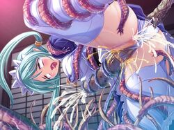 ahe_gao censored clothing cum futanari intersex lusterise maid panties peeing restrained rolling_eyes saikyou_mahou_shoujo_arina stockings tentacle thighhighs tied_hair twintails