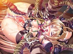 censored clothing cum lusterise panties panties_aside peeing restrained rolling_eyes saikyou_mahou_shoujo_arina skirt spread_eagle spread_legs tentacle