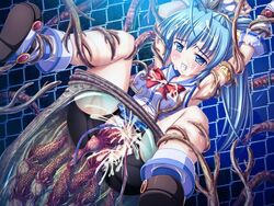 armpits arms_up clenched_teeth clothing cum lusterise panties pussy restrained saikyou_mahou_shoujo_arina skirt tentacle