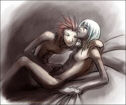 2boys axel kingdom_hearts male multiple_males nobody_(kingdom_hearts) red_hair riku tagme white_hair yaoi