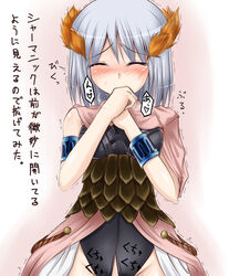 armor blush female gray_hair grey_hair shimo_(depthbomb) translation_request