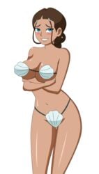 alpha_channel avatar_the_last_airbender bikini blackangel018 blue_eyes blush breasts brown_hair dark-skinned_female dark_skin embarrassed female female_only for_sticker_use human katara large_breasts nervous_smile nickelodeon pervyangel png seashell seashell_bikini shiny_skin smile solo solo_female sticker_template straight_hair swimsuit transparent_background transparent_png water_tribe