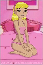 1girls blonde_hair blue_eyes cartoongirls dc female female_only human kitten_(teen_titans) panties pink_panties pointy_chin solo teen_titans underwear