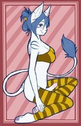 1futa 2011 anthro blue blue_eyes blue_hair breasts canine feline fox foxcat fur furry futanari hair intersex penis ryunwoofie solo_futa stripes tail vaerinn white_fur