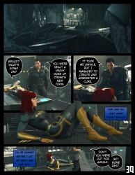 1boy1girl 3d 3d_artwork barbara_gordon batcave batgirl batgirl_(barbara_gordon) batgirl_(gotham_knights) batman batman_(bruce_wayne) batman_(series) black_hair cape comic comic_page crudbox3d dc dc_comics dialogue english_text fit fit_female fit_male freckles green_eyes latex_suit light-skinned_female light-skinned_male light_skin long_hair lying lying_on_back lying_on_side red_hair redhair redhead_female skintight skintight_bodysuit suit thought_bubble unmasked