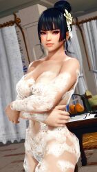 3d blush bubble_censorship bubbles censored completely_nude convenient_censoring dead_or_alive female female_only nyotengu solo