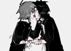 blood bloody_nose cuts cuts_on_arms cutting gay kiss_on_lips kissing nose_bleed randal_ivory randals_friends ranfren satoru_tsukada self_harm_scars tongue_kiss yaoi
