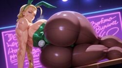 ai_generated ass_focus big_ass blonde_hair blue_eyes breasts bubble_ass bubble_butt bunny_ears bunny_tail bunnysuit cammy_white capcom chorizai curvaceous curvy dat_ass dumptruck_ass eyes female female_only hourglass_figure huge_ass laying_on_side leotard light-skinned_female light_skin looking_at_viewer muscular_arms muscular_female pantyhose pawg pigtail_braids pigtails seductive seductive_look seductive_pose street_fighter thick thick_ass thick_thighs voluptuous voluptuous_female wide_hips