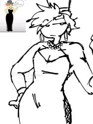 alternate_version_available black_and_white black_dress dress gala hoop_earrings modakawa_dress monochrome pearl_necklace ram_sketches reference_image roblox roblox_avatar robloxian tagme tze_(roblox) white_background