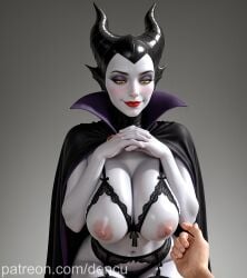 1boy ai_generated black_bra black_cape black_garter_belt black_hair black_panties black_thighhighs blush bra breasts cape colored_sclera cupless_bra dencu disney disney_villains eyeshadow fake_horns female fingernails garter_belt gradient_background grey_background high_collar horned_headwear horns interlocked_fingers large_breasts lingerie lipstick looking_at_viewer makeup maleficent mature_female navel nipples own_hands_together pale_skin panties pov pov_hands red_lips sharp_fingernails simple_background sleeping_beauty_(1959_film) smile solo_focus thighhighs uncensored underwear vampire veins yellow_eyes