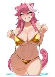 1girls female female_only gold_bikini hololive myth1c raora_panthera