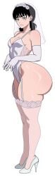2d 2d_(artwork) ass_bigger_than_head big_ass black_hair bride bride_veil chainsaw_man flower_in_hair flower_on_head freshnsfw grey_eyes huge_ass lingerie looking_at_viewer mitaka_asa pale_skin pale_skinned_female partially_clothed png promotional_art render side_view sideboob small_breasts thick_thighs transparent_clothing twintails wedding_lingerie wedding_veil white_gloves white_lingerie wide_hips wide_thighs worried worried_expression