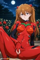 1girls ai_generated asuka_langley_sohryu blue_eyes blush bodysuit breasts brown_hair closed_mouth cloud female female_masturbation female_only fence flower full_moon hair_between_eyes hi_res long_hair looking_at_viewer masturbation medium_breasts moon neon_genesis_evangelion night night_sky outdoors pilot_suit plant plugsuit pussy red_bodysuit rose rule34lab sitting skin_tight sky smile solo souryuu_asuka_langley spread_legs spread_pussy spread_pussy_under_clothes star_(sky)
