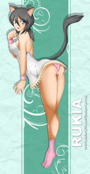 anthro arched_back beige_skin bent_over black_hair bleach breasts cat cat_ears cat_girl cat_tail catgirl clothes color feline felox08 female female_only fur furry furry_ears furry_tail hair kuchiki_rukia looking_back looking_over_shoulder mammal panties pink_panties raised_tail side_view solo tail underwear