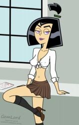 black_hair danny_phantom female female_only gemlord high_heels human mini_skirt pointy_chin purple_eyes sam_manson skirt solo straight_hair