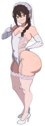ass_bigger_than_head big_ass braid bride bride_veil brown_hair chainsaw_man flat_chest flower_in_hair flower_on_head freshnsfw huge_ass lingerie nayuta_(chainsaw_man) orange_sclera partially_clothed png pointing_at_viewer promotional_art render shortstack side_view sideboob single_braid small_breasts smirk thick_thighs transparent_clothing wedding_lingerie wedding_veil white_gloves white_lingerie wide_hips wide_thighs yellow_eyes