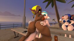3d beach bikini frye_(splatoon) huge huge_ass huge_breasts ice_cream inkling nintendo oc riding_penis self_upload sex sfm shiver_(splatoon) silverade55 splatoon