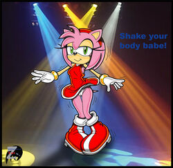 amy_rose anthro cameltoe female female_only fur green_eyes half-closed_eyes hedgehog panties pink_hair sega smile solo sonic_(series) talking_to_viewer uekawa_style upskirt zetar02