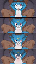ai_generated blue_body blue_skin bondage digimon dinosaur minotaur raped_by_monster stomach_bulge veemon