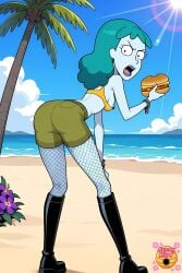 1female 2d adult_swim ai_generated alien alien_girl alien_humanoid angry angry_expression angry_eyes angry_face angry_female areola artist_logo ass ass_crack ass_out asscrack bangs bare_back bare_shoulders bare_skin beach beach_background belt bending_over bent_over bite black_boots black_fishnet_legwear black_footwear blue-skinned_female blue_lips blue_lipstick blue_skin blue_skinned_female boob boots bottomwear breast_exposed breast_out burger butt_crack buttcrack cameltoe cameltoe_shorts cheeseburger clothed clothed_female clothing daytime dressed english_text exposed eyelashes feet_apart female female_alien female_only fishnet fishnet_clothing fishnet_legwear fishnets flowers food footwear from_behind from_behind_view green_shorts hair hair_behind_ear high_res high_resolution highres holding_burger holding_food hunnyhive hunnyhive(artist) hunnyhivestudio hunnyhivestudios jewelry legs lips lipstick long_hair long_hair_female looking_back nipple_slip open_mouth outdoors outside palm_tree planetina rear_view rick_and_morty sand shorts shoulder_length_hair silver_jewelry solo solo_female standing sticking_ass_out sticking_out_ass tank_top tanktop thighs tongue wardrobe_malfunction water waves yellow_tank_top yellow_top yellow_topwear