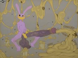 arthropod balls beer_mug big_balls big_penis black_eyes bodily_fluids capy_b clothing colored_cum cum cum_everywhere cum_on_ground cumshot disgusting_cum ejaculation english_text erection excessive_cum excessive_genital_fluids fly_(animal) genital_fluids genitals glitch_productions gloves handwear hi_res huge_balls huge_penis hyper hyper_genitalia hyper_penis insect jax_(tadc) jax_(the_amazing_digital_circus) lagomorph leporid looking_at_viewer male male_only mammal messy nipples nude onomatopoeia penis pubes purple_body qanthro qgenital_raphe rabbit raphe_(anatomy) scrotal_raphe smegma smegmafied_cum smile sole_male solo sound_effects text the_amazing_digital_circus unusual_bodily_fluids unusual_cum unusual_genital_fluids vein veiny_penis yellow_cum yellow_sclera