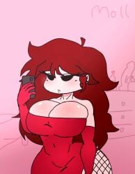 animated animated_gif big_breasts breasts_focus female female_only flashing flashing_breasts friday_night_funkin gif girl girlfriend_(friday_night_funkin) red_dress room room_background solo solo_female themoll