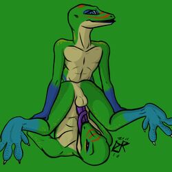 anal anal_sex autofellatio blue_eyes brown_eyes fellatio gay gecko ldr lizard male masturbation nisse oral penetration penis purple_penis purple_tongue reptile rezz scalie tongue