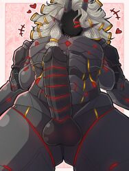 alternate_version_available buff circuit_the_robot happy penis_focus pov_crotch red_eyes robot robot_male solo_male wire_hair zephyfallmask